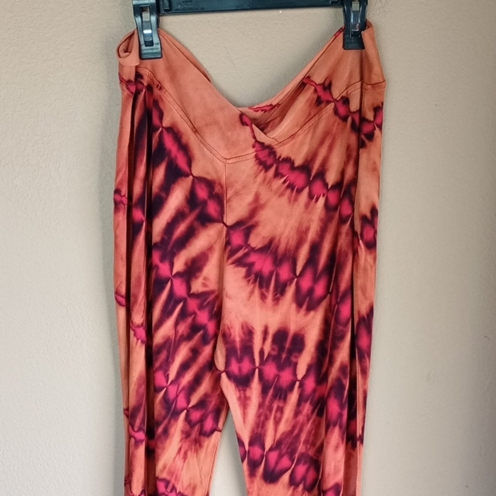 EARTHBOUND Fiery Tie-Dye Pants Wide Leg Flare Size XL - Picture 3 of 9
